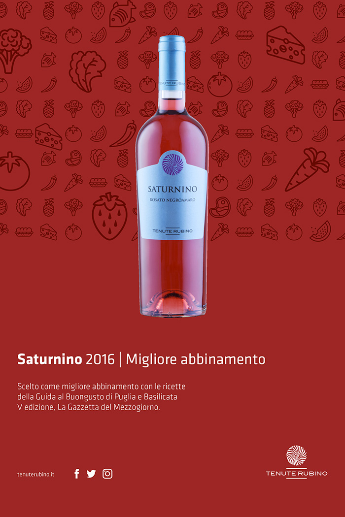 SATURNINO 2016 - MIGLIOR ABBINAMENTO CON LE RICETTE DELLA GUIDA AL BUONGUSTO