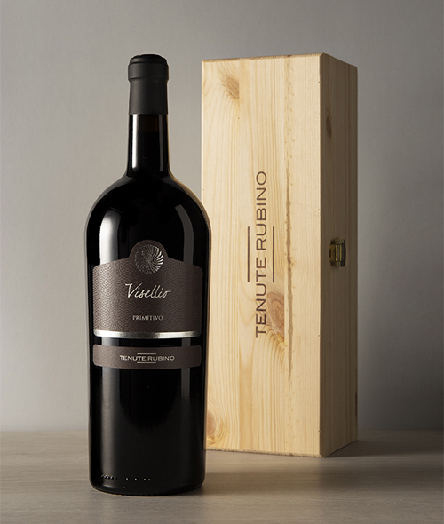 Magnum Visellio con  cassettina in legno | Tenute Rubino | Vini del Salento 