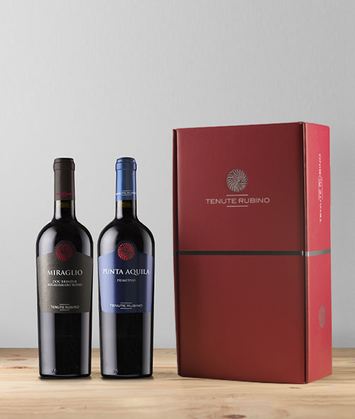 Miraglio e Punta Aquila in confezione Prestige | Tenute Rubino | Vini del Salento 