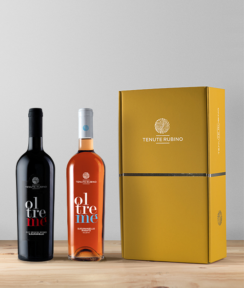 Oltremé rosato e Oltremé rosso in confezione prestige | Tenute Rubino | Vini del Salento 
